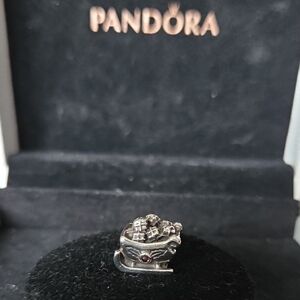 Retired Pandora Sterling Silver Dashing Through The Snow Santa's Sleigh Charm